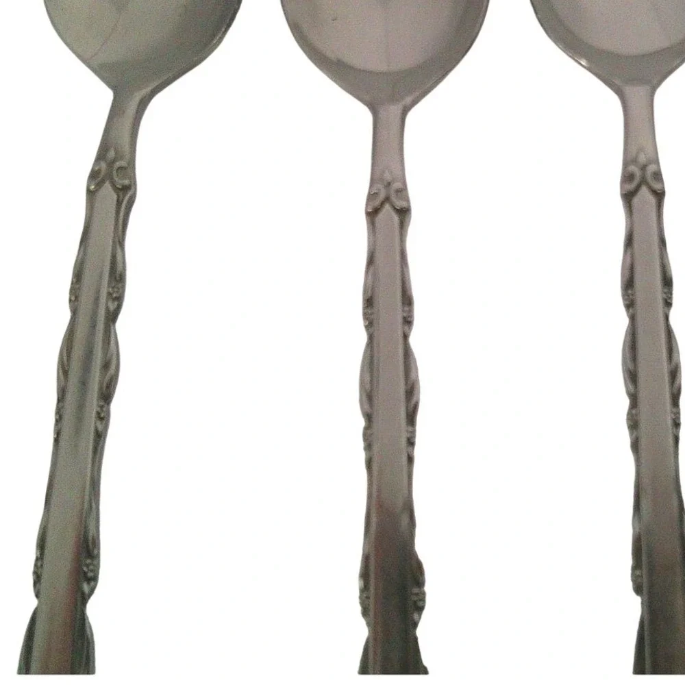 Set 4 EKCO Eterna Mary Ellen Spoons Japan Stainless Steel Vintage Flatware 6.25